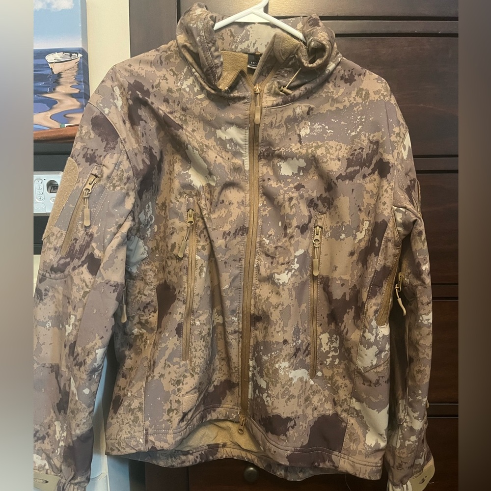 Camouflage Jacket with Tan Lining
